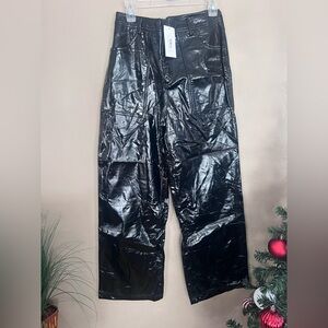 Sans Souci Men's Glossy Black Cargo Pants
